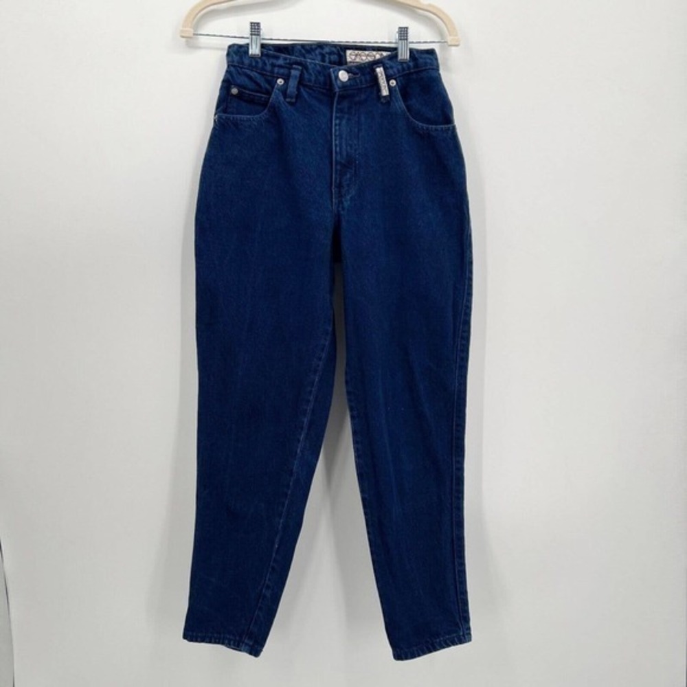Vintage Sasson Jeans Womens 7/8 High Waisted Mom Tapered Cotton 80s Dark Wash